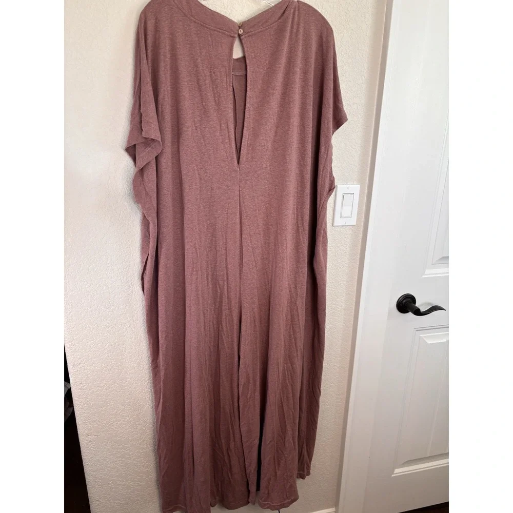 Free People Beach Luster One Piece Jumpsuit M/L Oversized Wide Leg Antique Oak